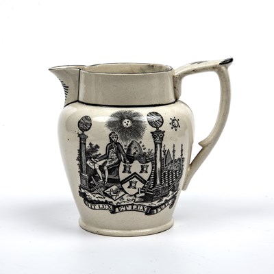 Lot 147 - An early 19th century Masonic creamware jug...