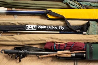 Lot 90 - A collection of fishing rods to include: a D.A....