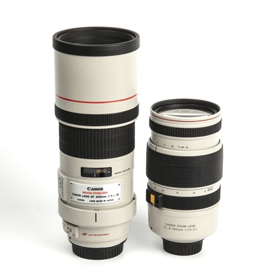 Lot 382 - A Canon lens EF 300mm f/4 L IS, together with...