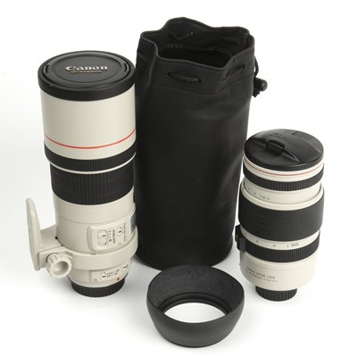 Lot 382 - A Canon lens EF 300mm f/4 L IS, together with...