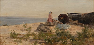 Lot 532 - James Aumonier (1832-1911) "Sunny Hours", a...