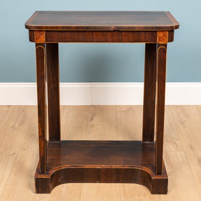 Lot 484 - A Regency rosewood and amboyna banded small console table