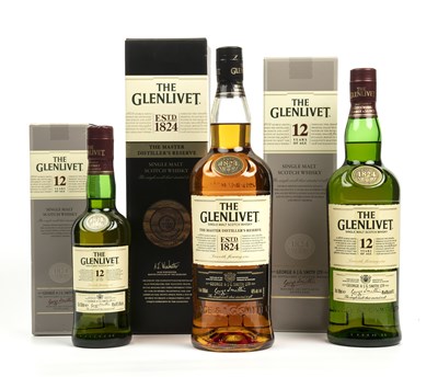 Lot 363 - A bottle of Glenlivet, a 1ltr bottle of The...