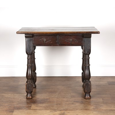 Lot 72 - Oak side table 18th Century and later, fitted...