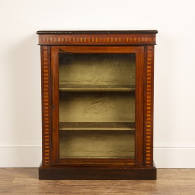 Lot 73 - Rosewood and parquetry side cabinet with...