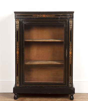 Lot 74 - Ebonised side cabinet 19th Century, with gilt...