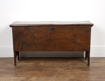 Lot 77 - Six plank oak coffer late 17th Century, with...