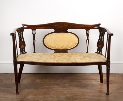 Lot 76 - Mahogany salon settee with Art Nouveau inlay,...