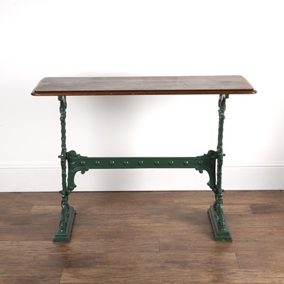 Lot 80 - Painted cast iron table base with mahogany...