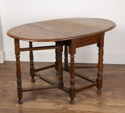 Lot 51 - Oak gateleg/drop leaf table 19th Century,...