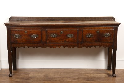 Lot 95 - Oak dresser base early 19th Century, fitted...