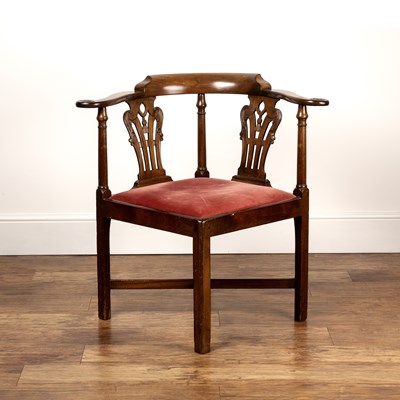 Lot 21 - Mahogany corner chair George III, with two...