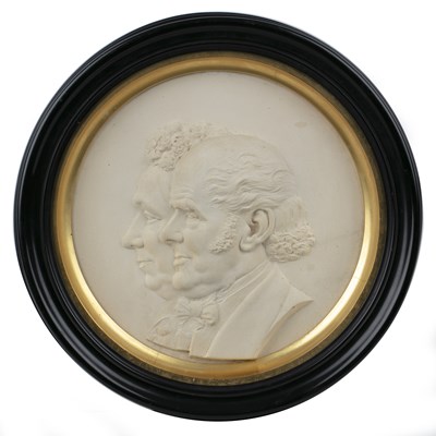 Lot 281 - An early Victorian plaster portrait roundel of...