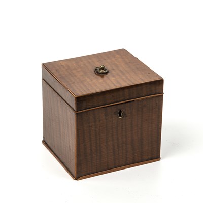 Lot 299 - A George III possibly fustic tea caddy of cube...