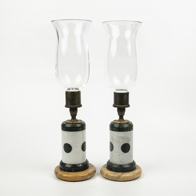 Lot 307 - A pair of antique storm lanterns with marble...