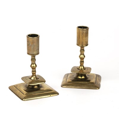 Lot 313 - A pair early 18th century brass dwarf...