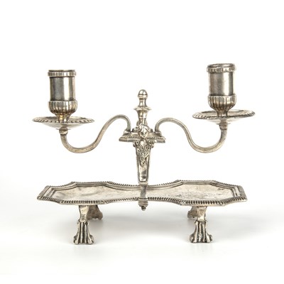 Lot 340 - An 18th century silver plated snuffer stand...