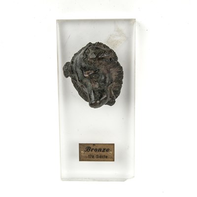 Lot 349 - A 17th or 18th century bronze head of a dog,...