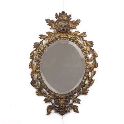 Lot 99 - Gilt metal oval wall mirror late 19th Century,...