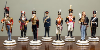 Lot 109 - Eight Michael Sutty Porcelain figurines of...