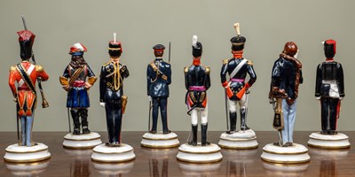 Lot 109 - Eight Michael Sutty Porcelain figurines of...