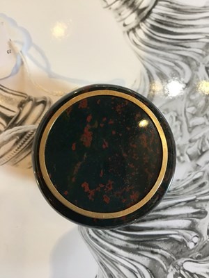 Lot 519 - An antique gold mounted bloodstone circular...