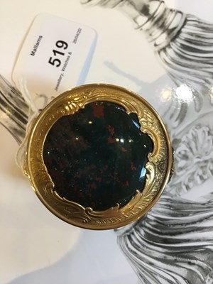 Lot 519 - An antique gold mounted bloodstone circular...