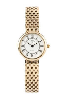 Lot 168 - A lady's 9ct gold bracelet watch by Rotary,...