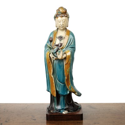 Lot 72 - Large Shiwan pottery model of Guanyin Chinese,...