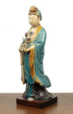 Lot 72 - Large Shiwan pottery model of Guanyin Chinese,...