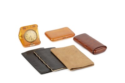 Lot 508 - A 9ct gold mounted black leather wallet, by...