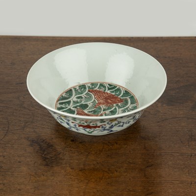 Lot 124 - Wucai porcelain bowl Chinese, 19th Century...