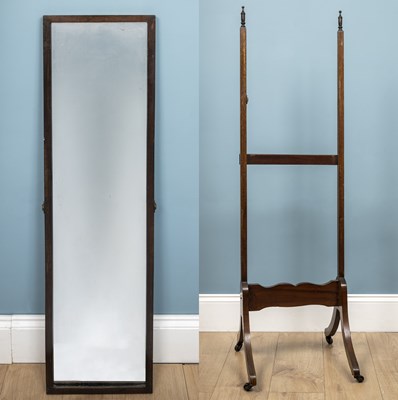 Lot 215 - A cheval mirror, mahogany, 137cm h x 40cm w