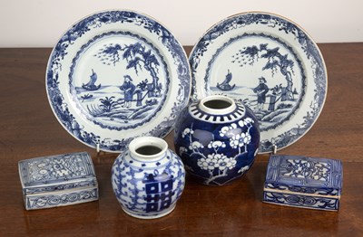 Lot 327 - Group of blue and white porcelain Chinese,...