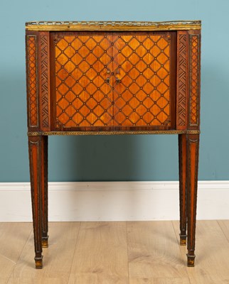 Lot 529 - A 19th century French parquetry inlaid small side cabinet