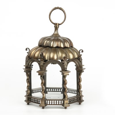 Lot 355 - A 19th century bronze metal octagonal hanging...