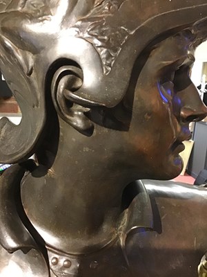Lot 30 - A large head and shoulder bronze bust of...