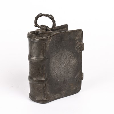 Lot 287 - An antique German pewter flask in the form of...