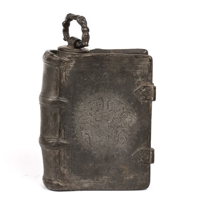 Lot 287 - An antique German pewter flask in the form of...