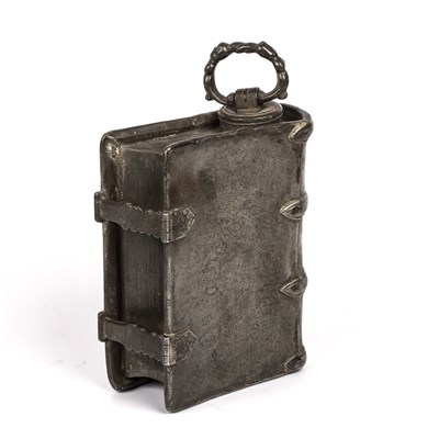 Lot 287 - An antique German pewter flask in the form of...