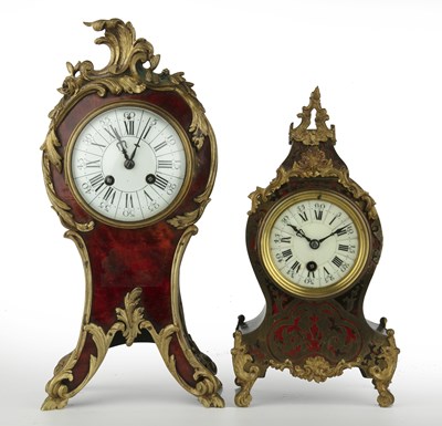 Lot 16 - Two late 19th century French Boulle clocks...