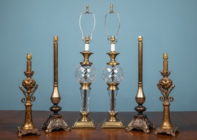 Lot 123 - Three pairs of modern table lamps