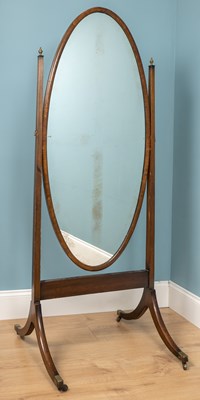 Lot 336 - A large standing dressing mirror, mahogany,...