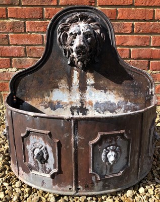 Lot 1106 - A lead D-shaped tank or planter with lion mask fountain