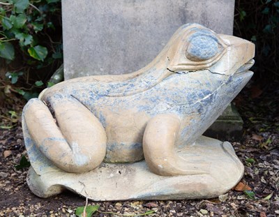 Lot 1191 - A large stone carving of a frog