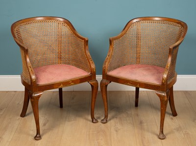 Lot 119 - A pair of Edwardian chinoserie chairs, caned,...