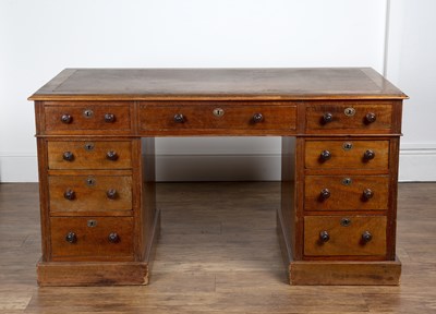 Lot 105 - Mahogany kneehole desk 19th Century, fitted...