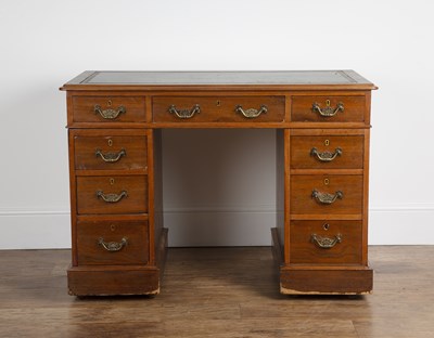 Lot 109 - Small walnut pedestal desk circa 1900, with a...