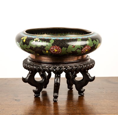 Lot 300 - Black ground cloisonne bowl Chinese, early...