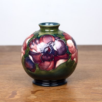 Lot 292 - Moorcroft Pottery globular vase, on green...